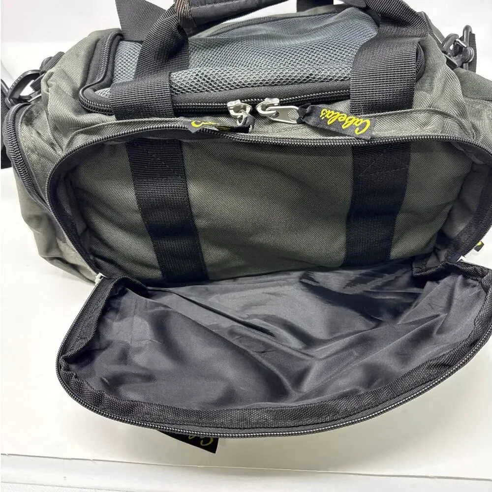 Cabela's Club Catch All Gear Bag, Green And Black Many Pockets Shoulder Strap